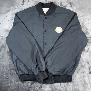 Vintage Taylor‎ Bomber Jacket Mens XL Black Snap Front Varsity Windbreaker USA